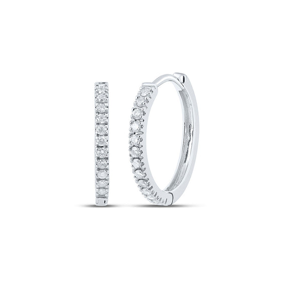 10k White Gold Womens Round Diamond Hoop Earrings 1/2 Cttw