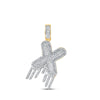 10k Yellow Gold Mens Round Diamond X Drip Letter Charm Pendant 5/8 Cttw