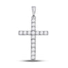 10k White Gold Womens Round Diamond Cross Pendant 1/2 Cttw