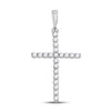 10k White Gold Womens Round Diamond Cross Pendant 1/5 Cttw