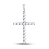 10k White Gold Womens Round Diamond Cross Pendant 1/2 Cttw