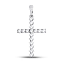  10k White Gold Womens Round Diamond Cross Pendant 1/2 Cttw