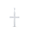 10k White Gold Womens Round Diamond Cross Pendant 1/20 Cttw