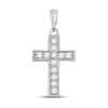 10k White Gold Womens Round Diamond Cross Pendant 1/6 Cttw