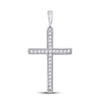 10k White Gold Womens Round Diamond Cross Pendant 1/8 Cttw