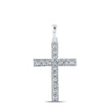 10k White Gold Womens Round Diamond Cross Pendant 1/3 Cttw