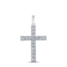  10k White Gold Womens Round Diamond Cross Pendant 1/3 Cttw