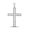 10k White Gold Womens Round Diamond Cross Pendant 1/2 Cttw