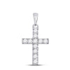 10k White Gold Womens Round Diamond Cross Pendant 1/4 Cttw