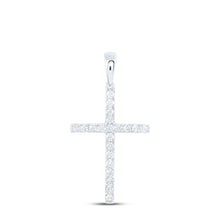  10k White Gold Womens Round Diamond Cross Pendant 1/5 Cttw