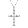 10k White Gold Womens Round Diamond Cross Pendant 1/2 Cttw