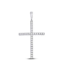  10k White Gold Womens Round Diamond Cross Pendant 1/4 Cttw