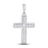 10k White Gold Womens Round Diamond Cross Pendant 1/10 Cttw