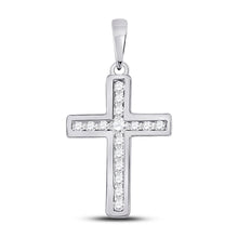  10k White Gold Womens Round Diamond Cross Pendant 1/10 Cttw