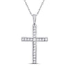 10k White Gold Womens Round Diamond Cross Pendant 1/5 Cttw