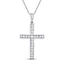  10k White Gold Womens Round Diamond Cross Pendant 1/5 Cttw