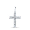 10k White Gold Womens Round Diamond Cross Pendant 1/3 Cttw