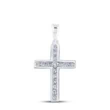 10k White Gold Womens Round Diamond Cross Pendant 1/3 Cttw