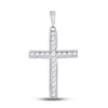 14k White Gold Womens Round Diamond Cross Pendant 1/2 Cttw