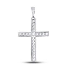  14k White Gold Womens Round Diamond Cross Pendant 1/2 Cttw