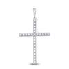 10k White Gold Womens Round Diamond Cross Pendant 1/4 Cttw