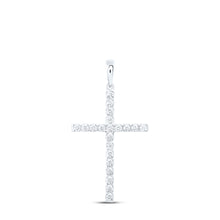  10k White Gold Womens Round Diamond Cross Pendant 1/3 Cttw