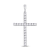 14k White Gold Womens Round Diamond Cross Pendant 1/2 Cttw