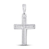 10k White Gold Womens Princess Diamond Cross Pendant 1/10 Cttw