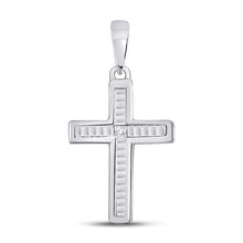  10k White Gold Womens Princess Diamond Cross Pendant 1/10 Cttw