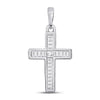 10k White Gold Womens Princess Diamond Cross Pendant 1/8 Cttw