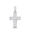 10k White Gold Womens Princess Diamond Small Cross Pendant 1/6 Cttw