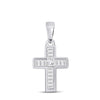 10k White Gold Womens Princess Diamond Cross Pendant 1/3 Cttw