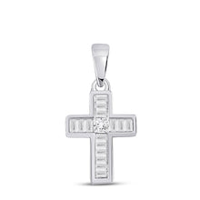  10k White Gold Womens Princess Diamond Cross Pendant 1/3 Cttw