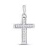 10k White Gold Womens Princess Diamond Cross Pendant 1/6 Cttw
