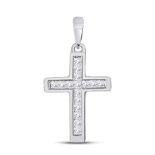  10k White Gold Womens Princess Diamond Cross Pendant 1/6 Cttw