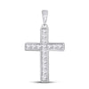 14k White Gold Womens Princess Diamond Cross Pendant 5/8 Cttw