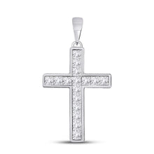  14k White Gold Womens Princess Diamond Cross Pendant 5/8 Cttw