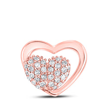  10k Rose Gold Womens Round Diamond Heart Pendant 1/6 Cttw