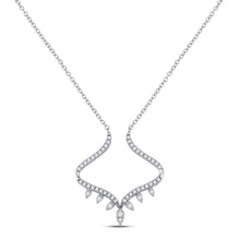  14k White Gold Womens Round Diamond Modern-V Fashion Necklace 1/4 Cttw