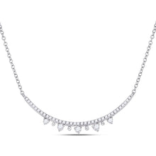  14k White Gold Womens Round Diamond Modern Curved Bar Necklace 1/4 Cttw