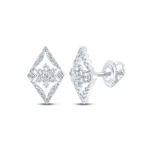 14k White Gold Womens Round Diamond Geometric Cluster Earrings 3/8 Cttw