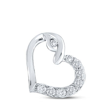  10k White Gold Womens Round Diamond Outline Heart Pendant 1/8 Cttw
