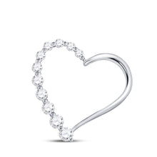  10k White Gold Womens Round Diamond Journey Heart Pendant 1/5 Cttw