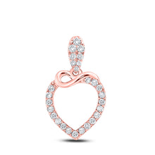  10k Rose Gold Womens Round Diamond Outline Heart Pendant 1/3 Cttw