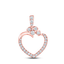  10k Rose Gold Womens Round Diamond Outline Heart Pendant 1/3 Cttw