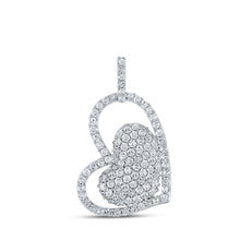  14k White Gold Womens Round Diamond Fashion Heart Pendant 5/8 Cttw