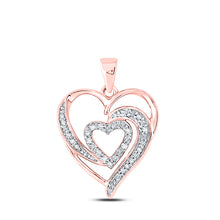  10k Rose Gold Womens Round Diamond Heart Pendant 1/6 Cttw