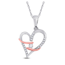  10k White Gold Womens Round Diamond Fashion Heart Pendant 1/8 Cttw