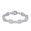 14k White Gold Womens Round Diamond Square Link Bracelet 5-3/4 Cttw
