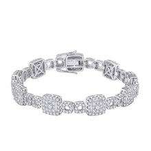  14k White Gold Womens Round Diamond Square Link Bracelet 5-3/4 Cttw